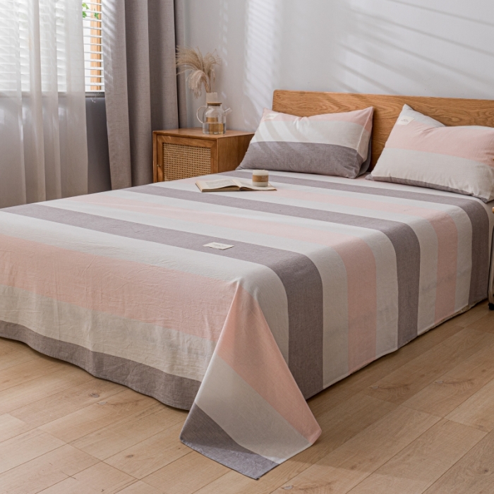 91家纺网 家纺一手货源 找家纺 宝士康 2023新款无印风系列单床单 桃玉灰