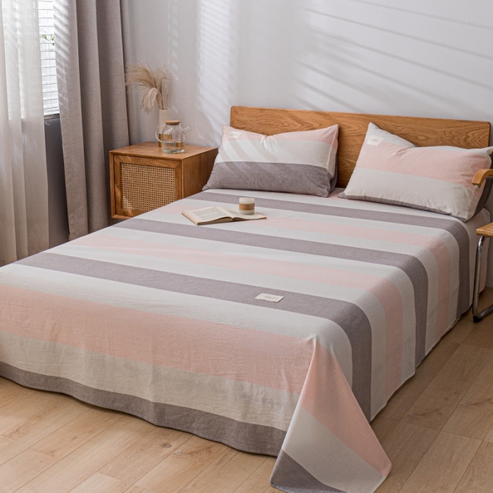 91家纺网 家纺一手货源 找家纺 宝士康 2023新款无印风系列单床单 桃玉灰