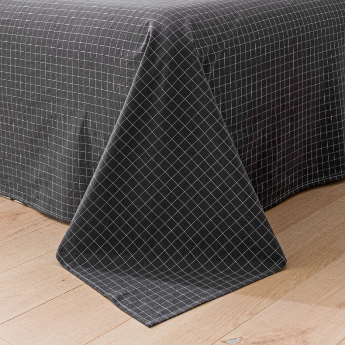 91家纺网 家纺一手货源 找家纺 宝士康 2023新款无印风系列单床单 小黑格