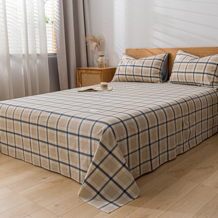 91家纺网 家纺一手货源 找家纺 宝士康 2023新款无印风系列单床单 英伦格