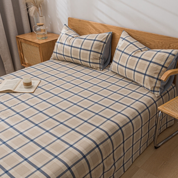 91家纺网 家纺一手货源 找家纺 宝士康 2023新款无印风系列单床单 英伦格