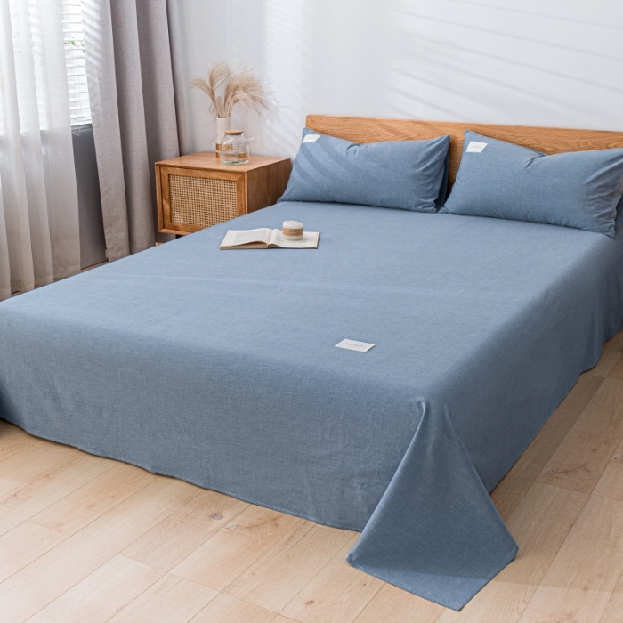 91家纺网 家纺一手货源 找家纺 宝士康 2023新款无印风系列单床单 优雅蓝