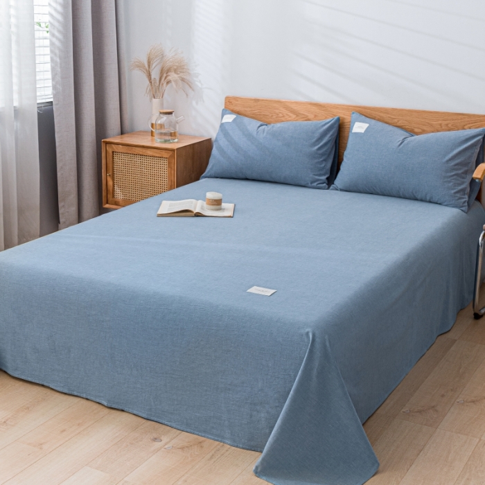 91家纺网 家纺一手货源 找家纺 宝士康 2023新款无印风系列单床单 优雅蓝