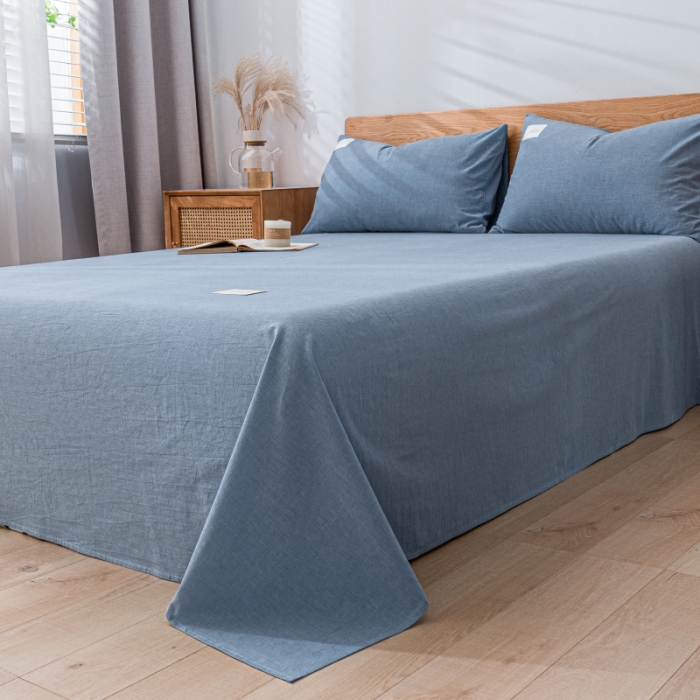 91家纺网 家纺一手货源 找家纺 宝士康 2023新款无印风系列单床单 优雅蓝