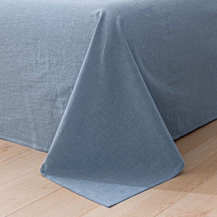 91家纺网 家纺一手货源 找家纺 宝士康 2023新款无印风系列单床单 优雅蓝