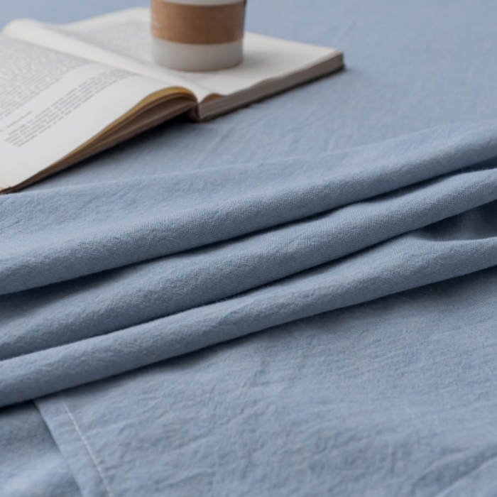 91家纺网 家纺一手货源 找家纺 宝士康 2023新款无印风系列单床单 优雅蓝