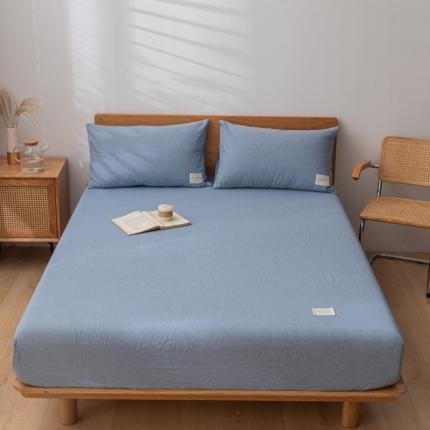 91家纺网 家纺一手货源 找家纺 宝士康 2023新款无印风系列单床笠 优雅蓝