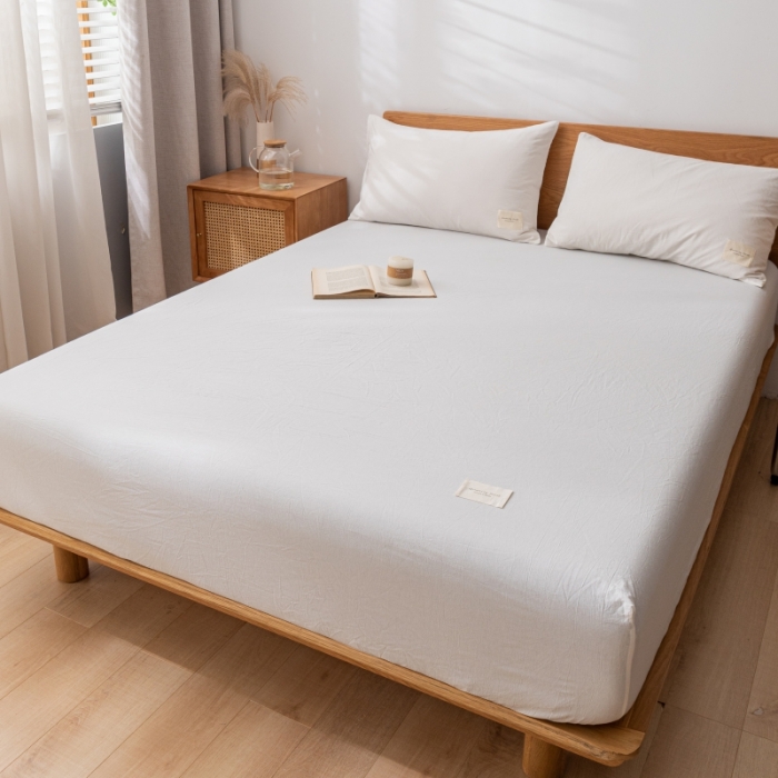 91家纺网 家纺一手货源 找家纺 宝士康 2023新款无印风系列单床笠 本白