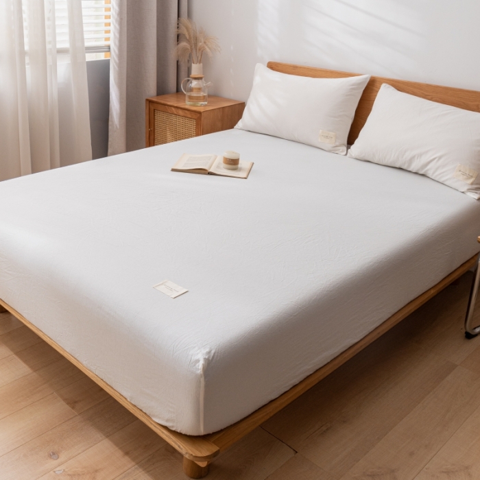 91家纺网 家纺一手货源 找家纺 宝士康 2023新款无印风系列单床笠 本白