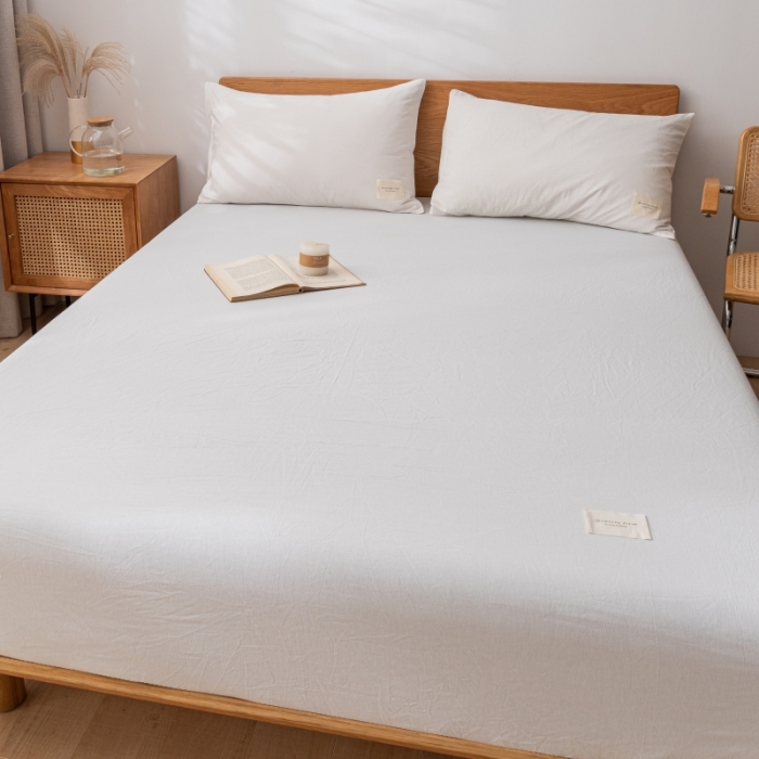 91家纺网 家纺一手货源 找家纺 宝士康 2023新款无印风系列单床笠 本白