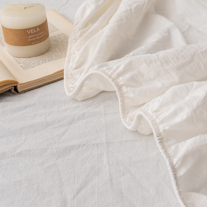 91家纺网 家纺一手货源 找家纺 宝士康 2023新款无印风系列单床笠 本白