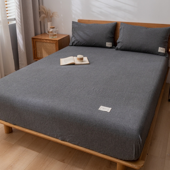 91家纺网 家纺一手货源 找家纺 宝士康 2023新款无印风系列单床笠 低调灰