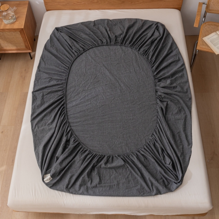 91家纺网 家纺一手货源 找家纺 宝士康 2023新款无印风系列单床笠 低调灰