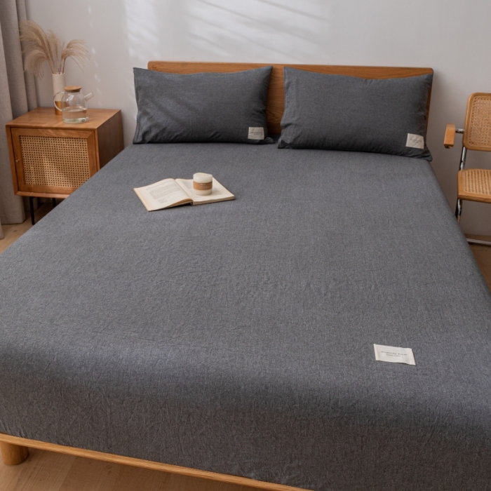 91家纺网 家纺一手货源 找家纺 宝士康 2023新款无印风系列单床笠 低调灰