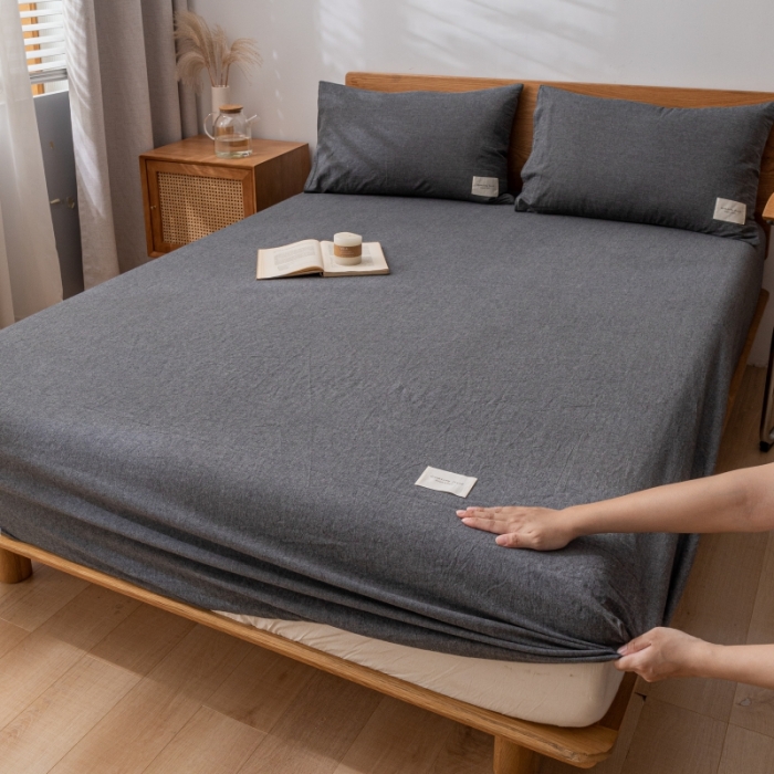 91家纺网 家纺一手货源 找家纺 宝士康 2023新款无印风系列单床笠 低调灰