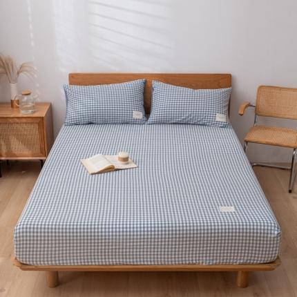 宝士康 2023新款无印风系列单床笠 天蓝小格