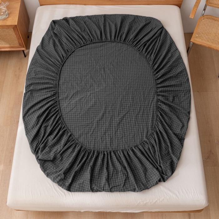 91家纺网 家纺一手货源 找家纺 宝士康 2023新款无印风系列单床笠 小灰格