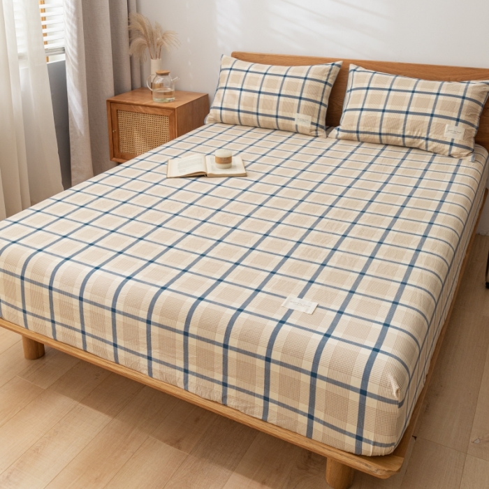 91家纺网 家纺一手货源 找家纺 宝士康 2023新款无印风系列单床笠 英伦格