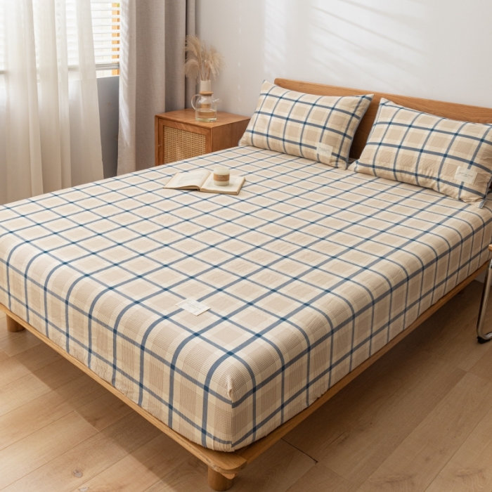 91家纺网 家纺一手货源 找家纺 宝士康 2023新款无印风系列单床笠 英伦格