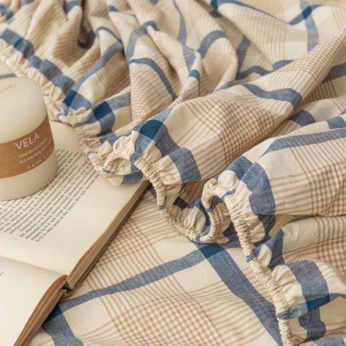 91家纺网 家纺一手货源 找家纺 宝士康 2023新款无印风系列单床笠 英伦格