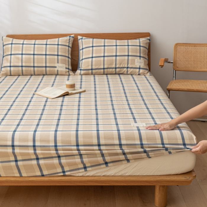 91家纺网 家纺一手货源 找家纺 宝士康 2023新款无印风系列单床笠 英伦格