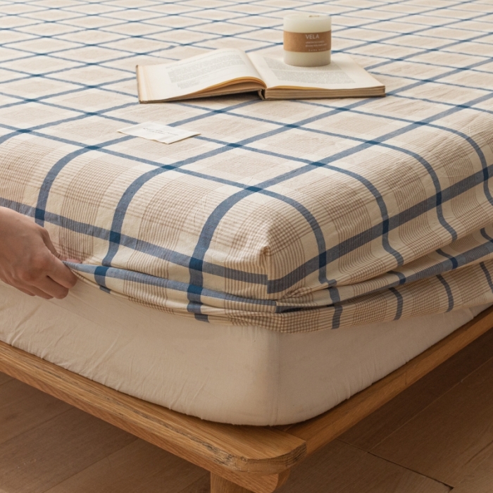 91家纺网 家纺一手货源 找家纺 宝士康 2023新款无印风系列单床笠 英伦格