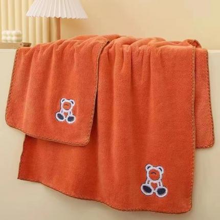 双梦毛巾 2022新款哈尼小熊毛巾浴巾套装 橘红色毛巾35*75cm