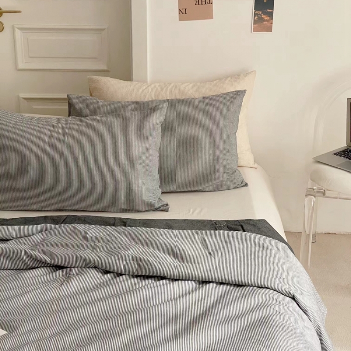 91家纺网 家纺一手货源 找家纺 （总）梦享生活家居 2022新款水洗棉细条纹夏被