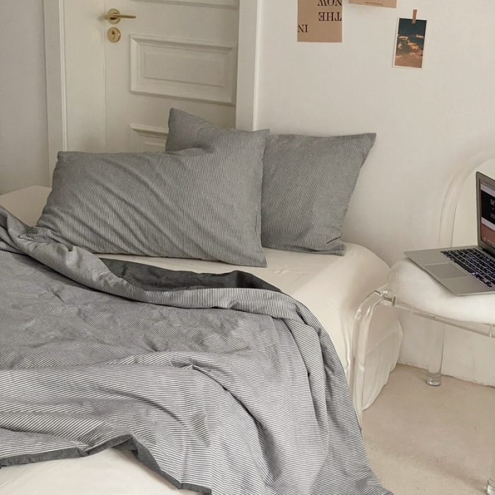 91家纺网 家纺一手货源 找家纺 （总）梦享生活家居 2022新款水洗棉细条纹夏被