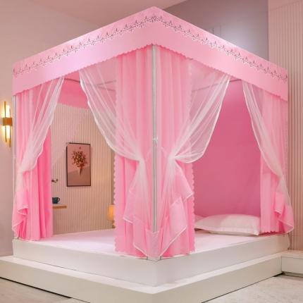 91家纺网 家纺一手货源 找家纺 千逸虹 2024新款坐床全底纱 遮光蚊帐 胭脂粉