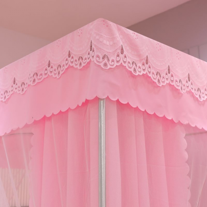 91家纺网 家纺一手货源 找家纺 千逸虹 2024新款坐床全底纱 遮光蚊帐 胭脂粉