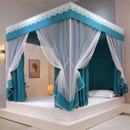 91家纺网 家纺一手货源 找家纺 千逸虹 2024新款坐床全底纱 遮光蚊帐 胭脂墨蓝