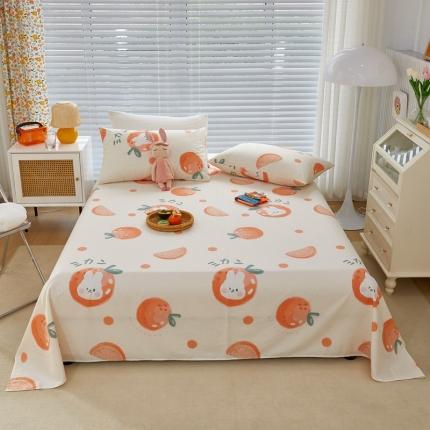 91家纺网 家纺一手货源 找家纺 金丝鸟 2022新款全棉床单单品 桔子兔