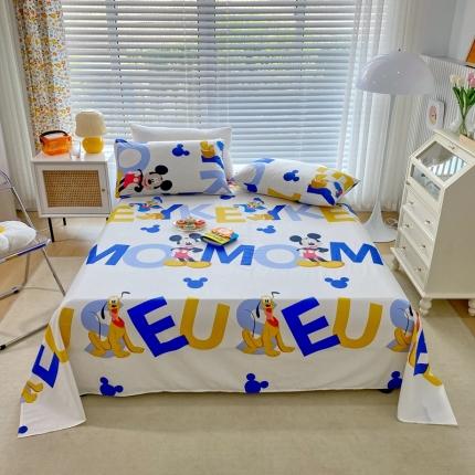 91家纺网 家纺一手货源 找家纺 金丝鸟 2022新款全棉床单单品 米奇字母