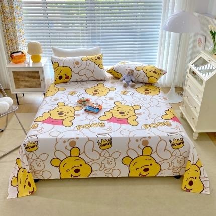 91家纺网 家纺一手货源 找家纺 金丝鸟 2022新款全棉床单单品 蜜糖维尼