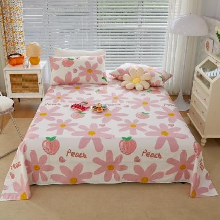 91家纺网 家纺一手货源 找家纺 金丝鸟 2022新款全棉床单单品 甜蜜peach