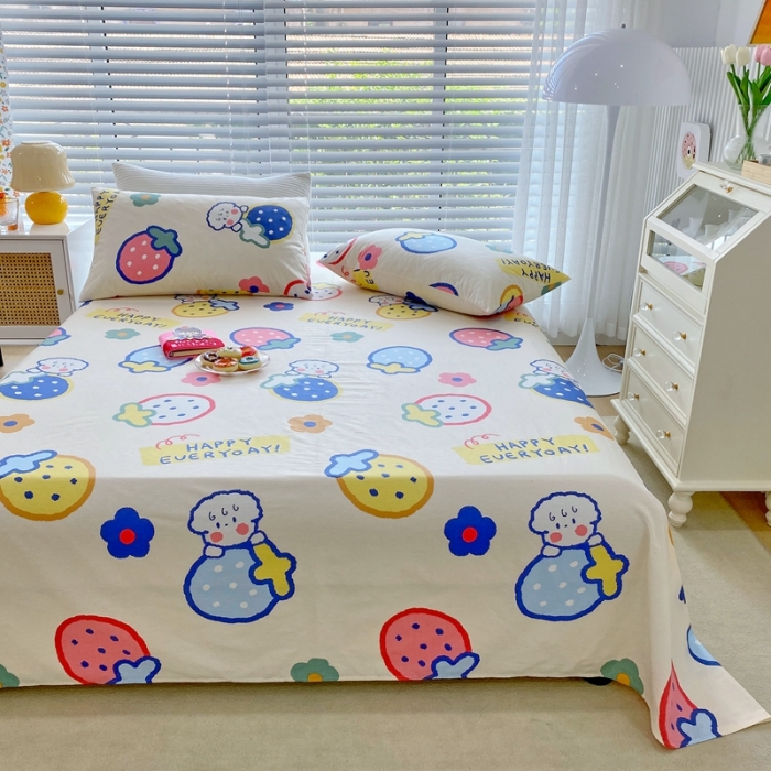 91家纺网 家纺一手货源 找家纺 金丝鸟 2022新款全棉床单单品 草莓恋宠