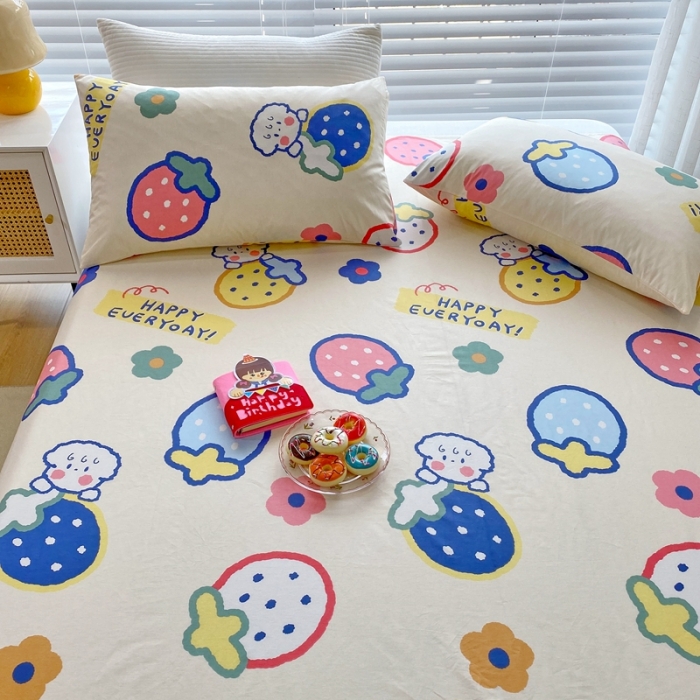 91家纺网 家纺一手货源 找家纺 金丝鸟 2022新款全棉床单单品 草莓恋宠