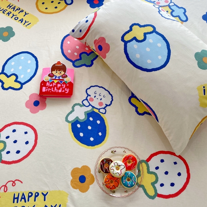 91家纺网 家纺一手货源 找家纺 金丝鸟 2022新款全棉床单单品 草莓恋宠