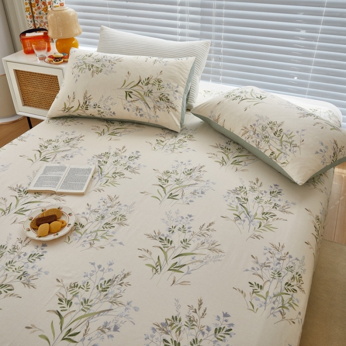 91家纺网 家纺一手货源 找家纺 金丝鸟 2022新款全棉床单单品 柳叶草