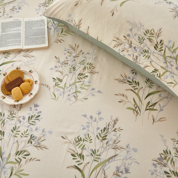 91家纺网 家纺一手货源 找家纺 金丝鸟 2022新款全棉床单单品 柳叶草