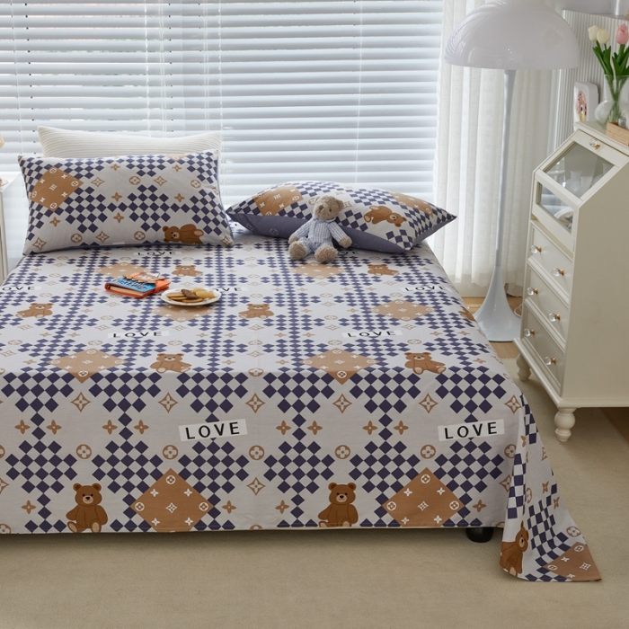 91家纺网 家纺一手货源 找家纺 金丝鸟 2022新款全棉床单单品 路易熊