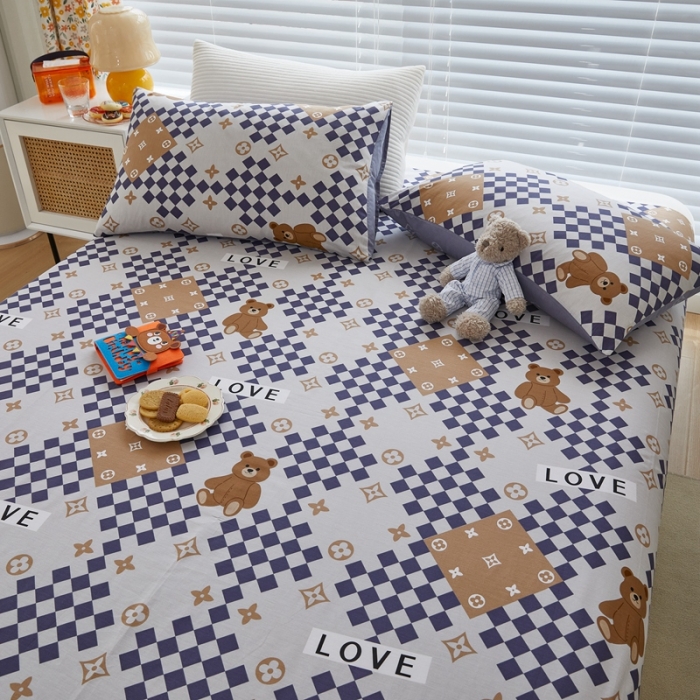 91家纺网 家纺一手货源 找家纺 金丝鸟 2022新款全棉床单单品 路易熊