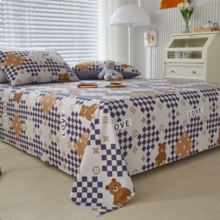 91家纺网 家纺一手货源 找家纺 金丝鸟 2022新款全棉床单单品 路易熊