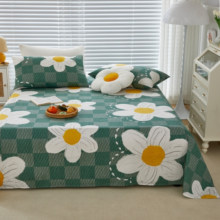 91家纺网 家纺一手货源 找家纺 金丝鸟 2022新款全棉床单单品 绿茵