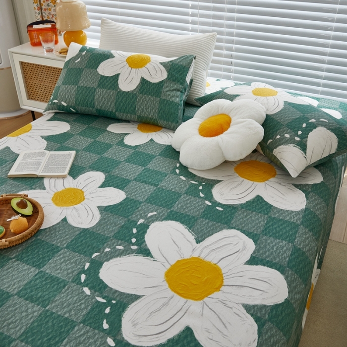 91家纺网 家纺一手货源 找家纺 金丝鸟 2022新款全棉床单单品 绿茵