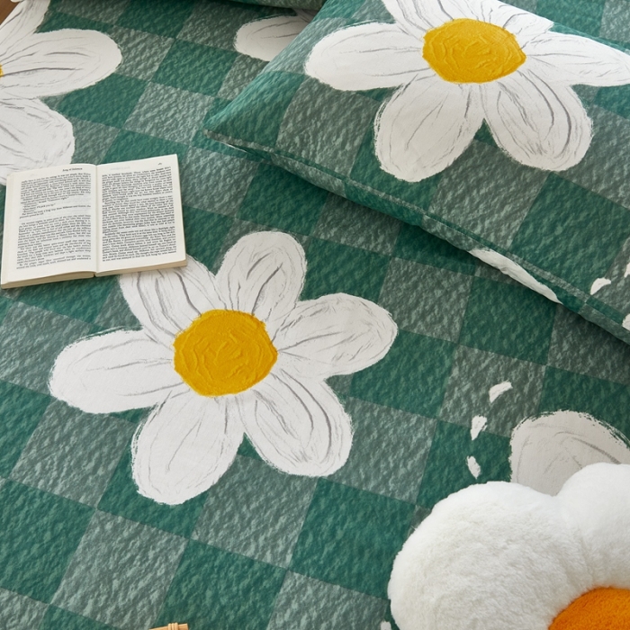 91家纺网 家纺一手货源 找家纺 金丝鸟 2022新款全棉床单单品 绿茵