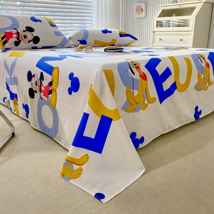 91家纺网 家纺一手货源 找家纺 金丝鸟 2022新款全棉床单单品 米奇字母