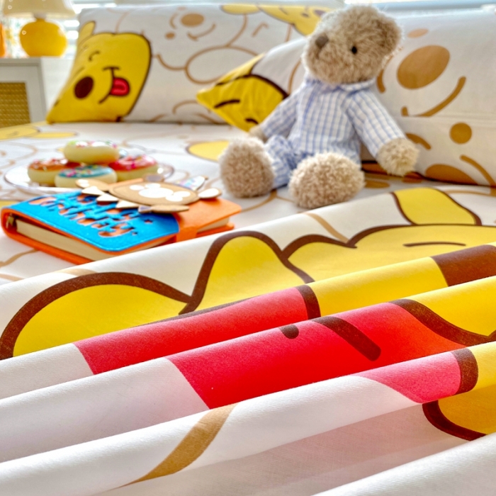 91家纺网 家纺一手货源 找家纺 金丝鸟 2022新款全棉床单单品 蜜糖维尼