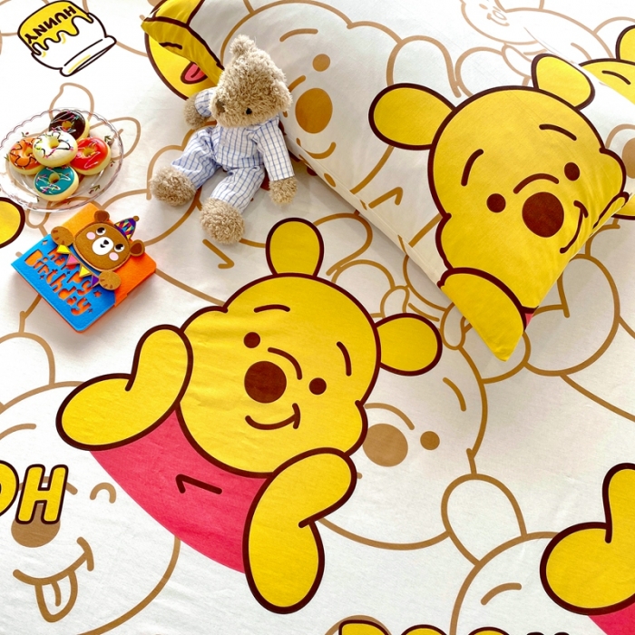 91家纺网 家纺一手货源 找家纺 金丝鸟 2022新款全棉床单单品 蜜糖维尼